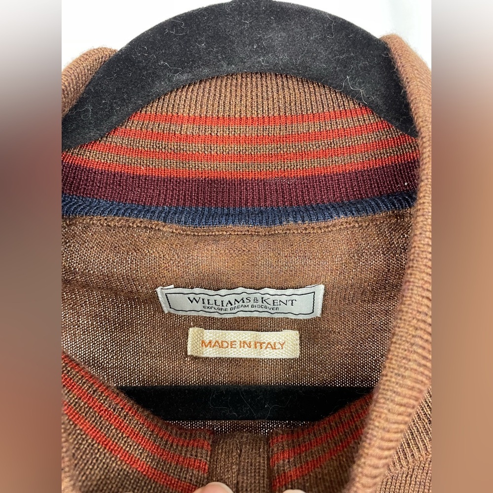 Williams & Kent 100% Merino Wool Quarter Zip Sweater Men’s Brown Pullover XXL - Picture 5 of 12